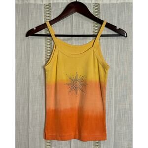 Vintage Y2K Designer Orange Yellow Sun Tank Top Trixie Marie LA Tank‎ Vintage OS
